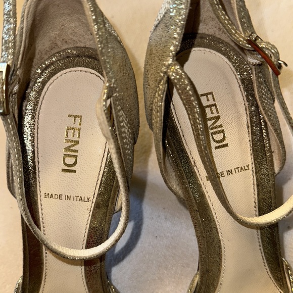 Fendi metallic gold heels with ankle strap size 38/ US 8 - Picture 7 of 8